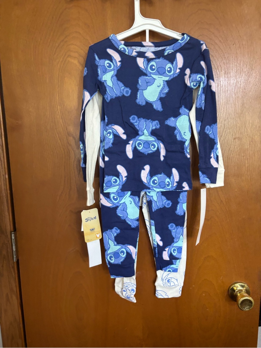 Two pair Disney Navy Blue Lilo & Stitch Footed two piece Pajama sets